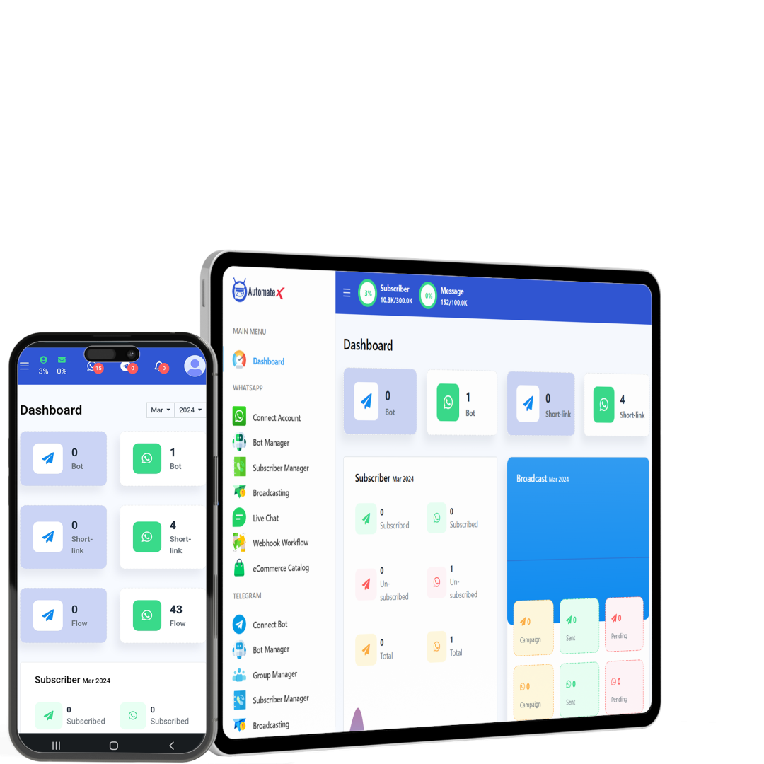 AutomateX WhatsApp API Dashboard